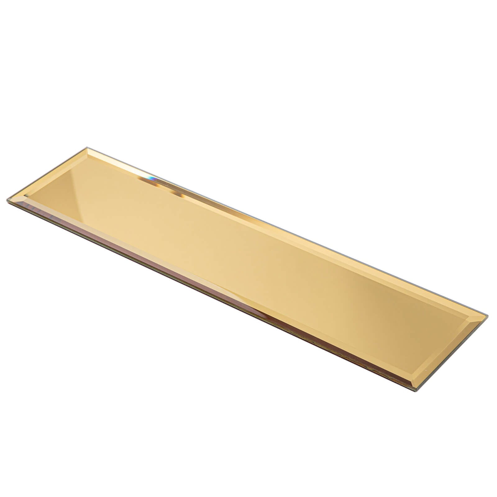 Peel And Stick Gold Mirror Glass Tile, Subway, 3*12 Inches, Glossy, MT19